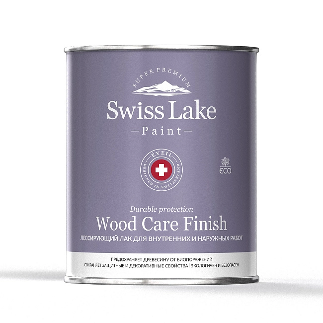 Лессирующий лак Swiss Lake для внутренних и наружных работ Wood Care Finish 9л